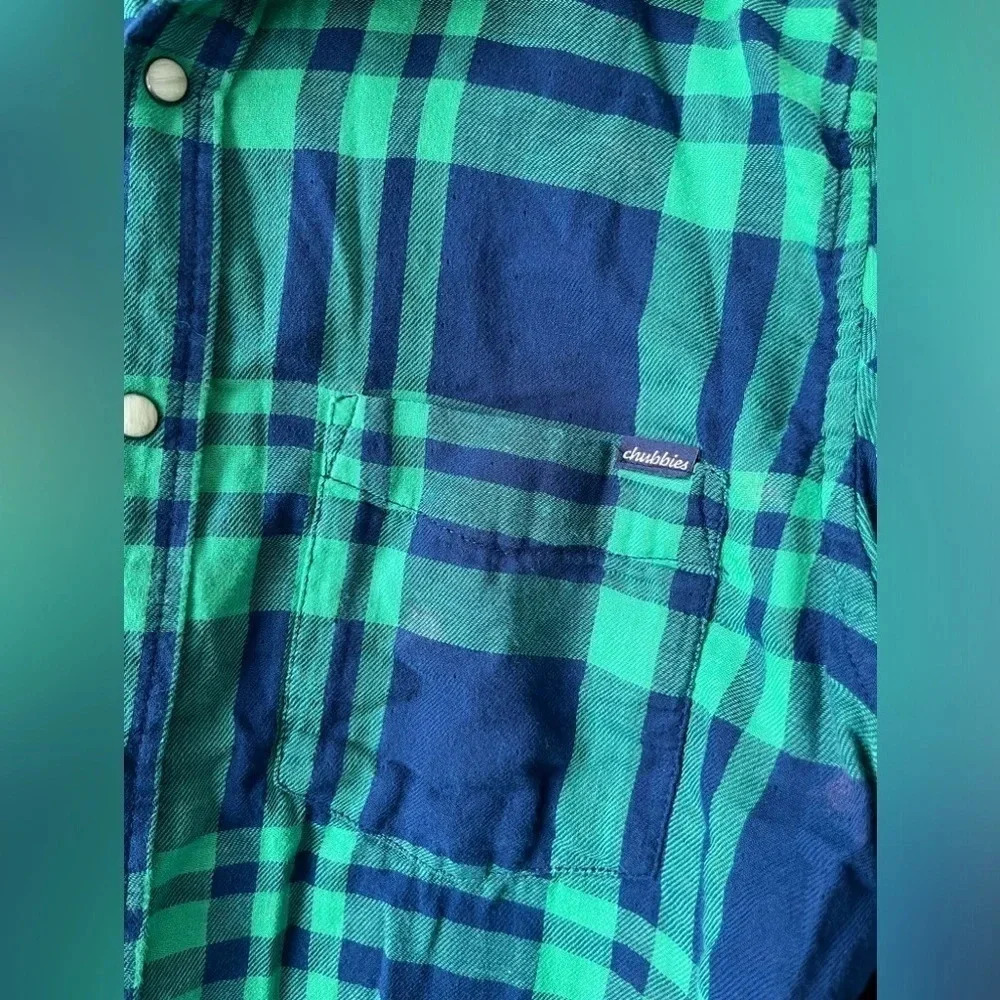 Chubbies Flip It & Reverse It Green Plaid Flaming… - image 2
